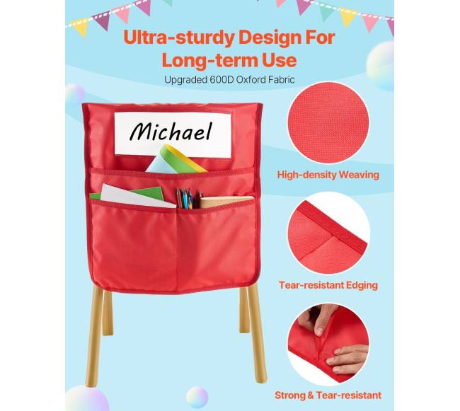 Klasės kėdės kišenės, 12 vnt., su vardo žyma3