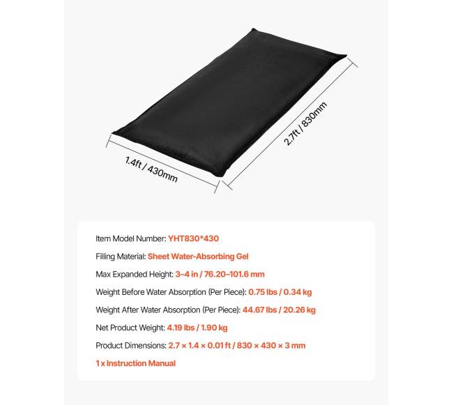 Potvynių pralaidos maišai, 6 vnt., 830 x 430 mm6