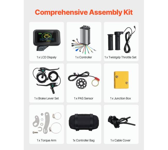 1000 W elektrinio dviračio konversijos rinkinys 48V 26" priekinis ratas4