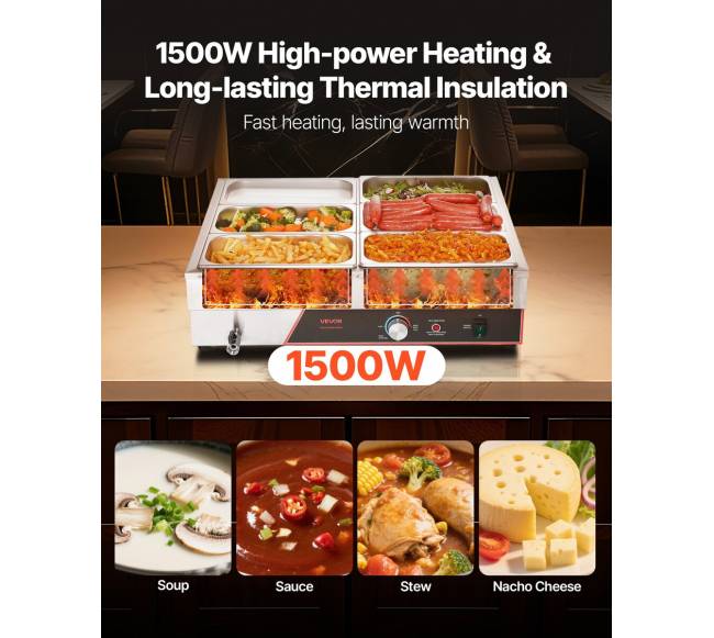 Elektrinis maisto šildytuvas iš nerūdijančio plieno, 1500W1