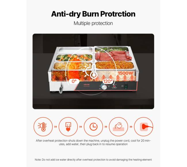 Elektrinis maisto šildytuvas iš nerūdijančio plieno, 1500W4
