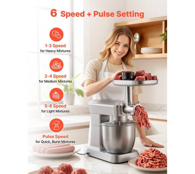 Virtuvinis maišytuvas su plaktuvu 4.3 L, sidabrinis3