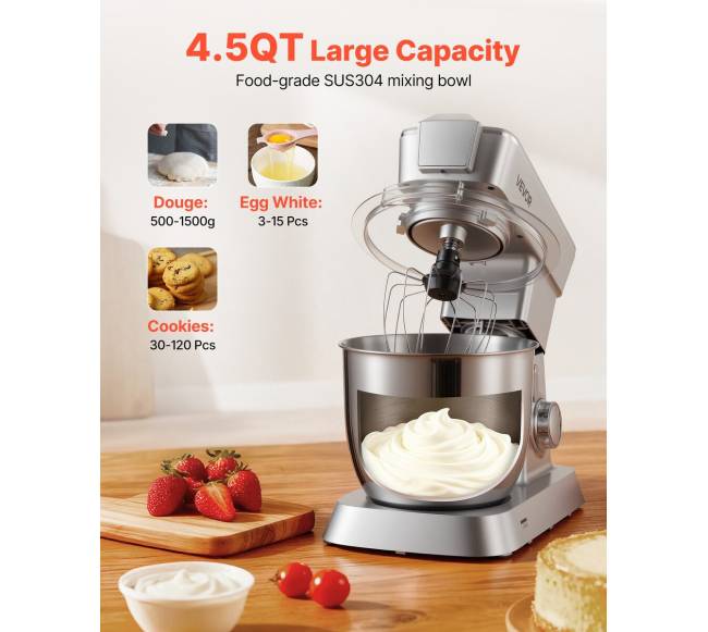 Virtuvinis maišytuvas su plaktuvu 4.3 L, sidabrinis5