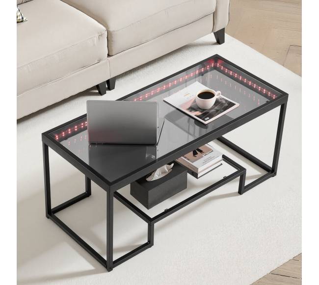 Stiklinis kavos staliukas su apšvietimu7