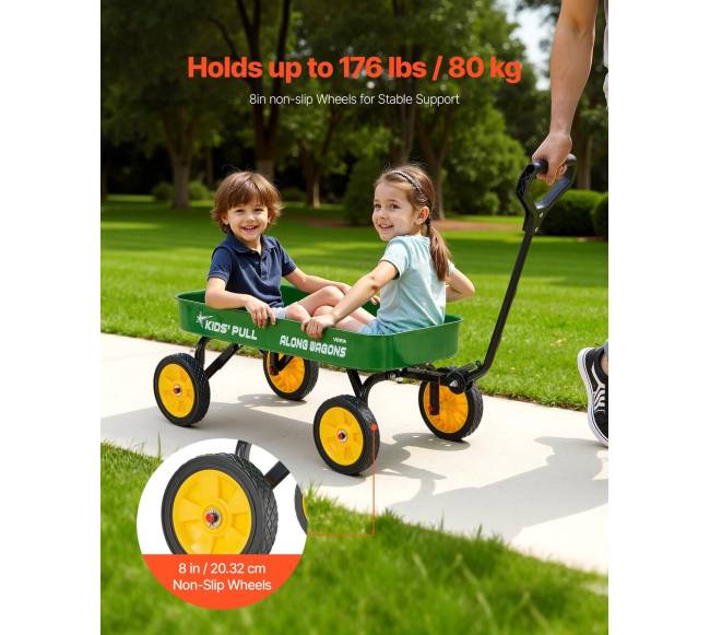 Vaikų vagonėlis su rankena, 101 cm, žalias1