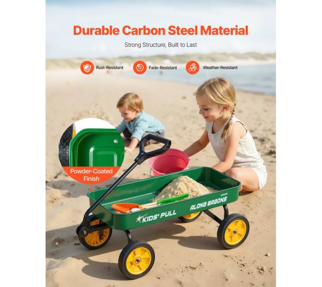 Vaikų vagonėlis su rankena, 101 cm, žalias2