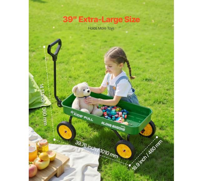 Vaikų vagonėlis su rankena, 101 cm, žalias3