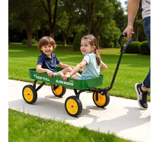 Vaikų vagonėlis su rankena, 101 cm, žalias7