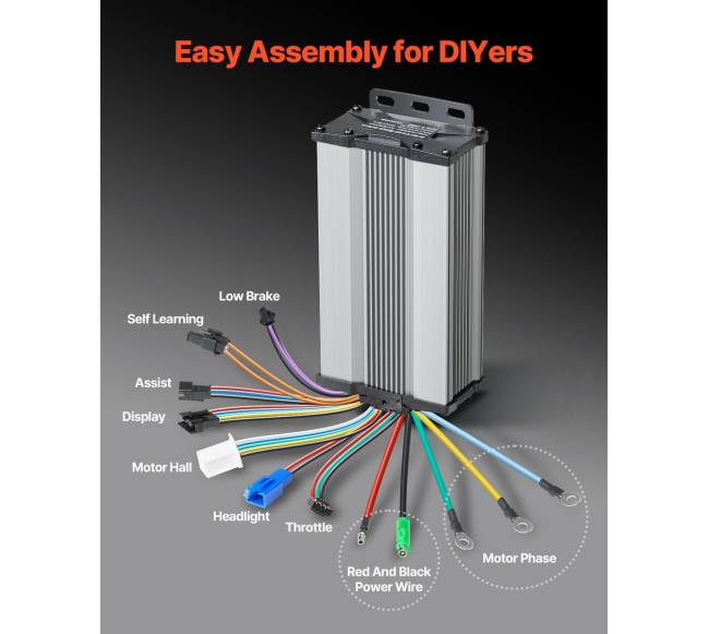 1000 W elektrinio dviračio konversijos rinkinys 48V 26" priekinis ratas6