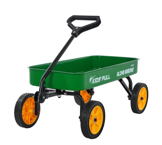 Vaikų vagonėlis su rankena, 101 cm, žalias10