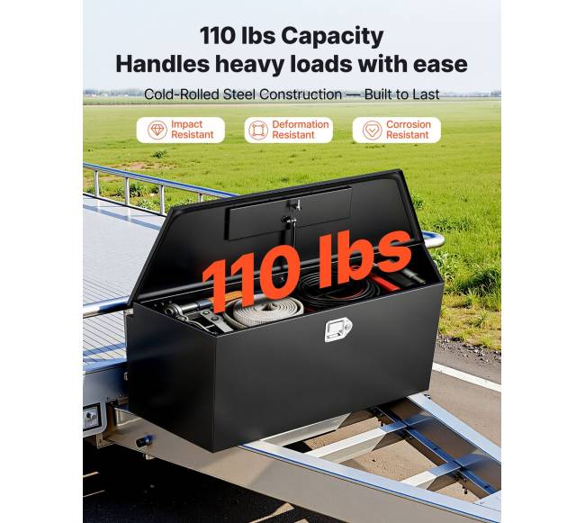 Priekabos dėžė įrankiams, plieninė, 1245 x 353 x 470 mm2