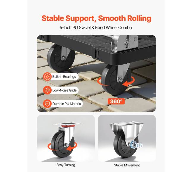 Sulankstomas vežimėlis su pasukamais ratukais, 299 kg2