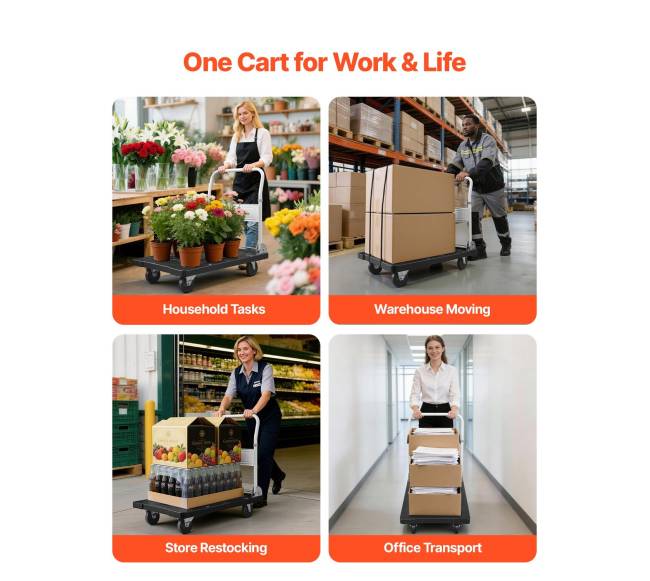 Sulankstomas vežimėlis su pasukamais ratukais, 299 kg5