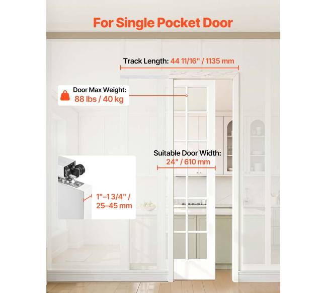 Stumdomos kišeninės durys su bėgeliu 1135 mm1