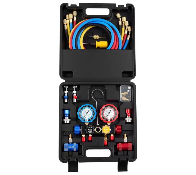 AC kolektoriaus manometrų rinkinys šaldymo sistemoms0