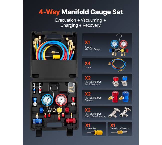 AC kolektoriaus manometrų rinkinys šaldymo sistemoms1