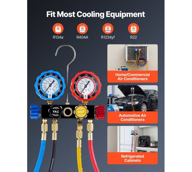 AC kolektoriaus manometrų rinkinys šaldymo sistemoms2
