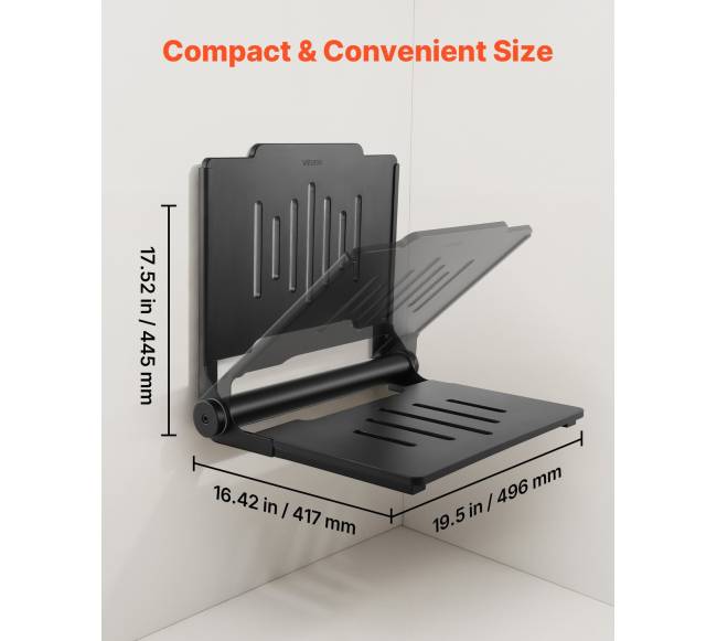 Sulankstoma dušo kėdė su atlošu montuojama ant sienos1