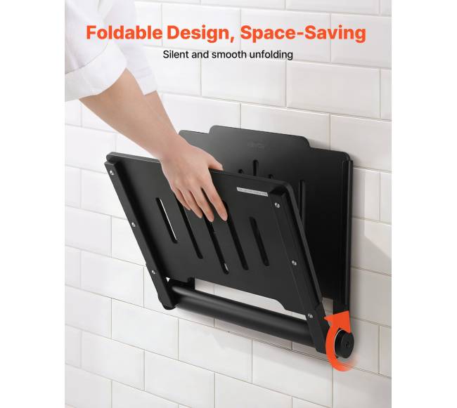 Sulankstoma dušo kėdė su atlošu montuojama ant sienos4