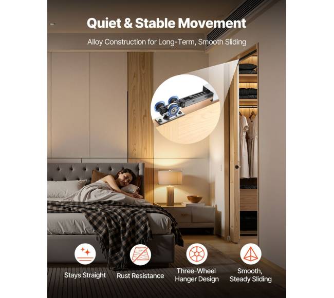 Stumdomų durų bėgio komplektas su tylia uždarymo sistema3