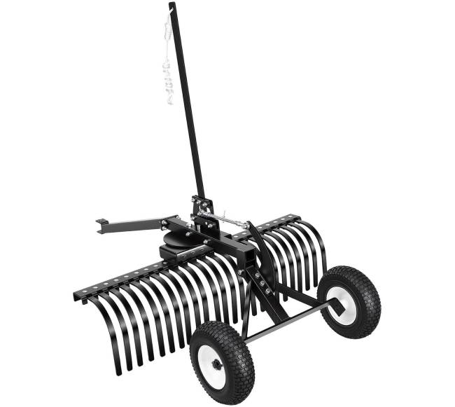 122 cm žemės paviršiaus grėblys vilkimui už traktoriaus0