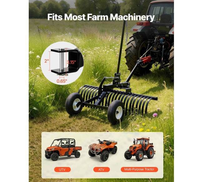 122 cm žemės paviršiaus grėblys vilkimui už traktoriaus1