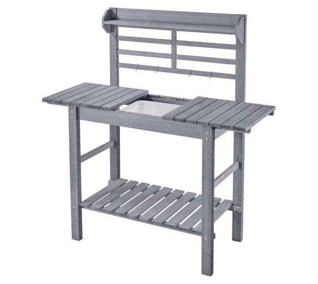 Sodininkystės stalelis su kriaukle ir lentynomis0