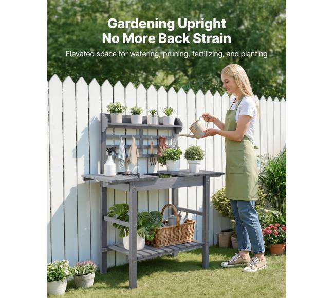 Sodininkystės stalelis su kriaukle ir lentynomis1