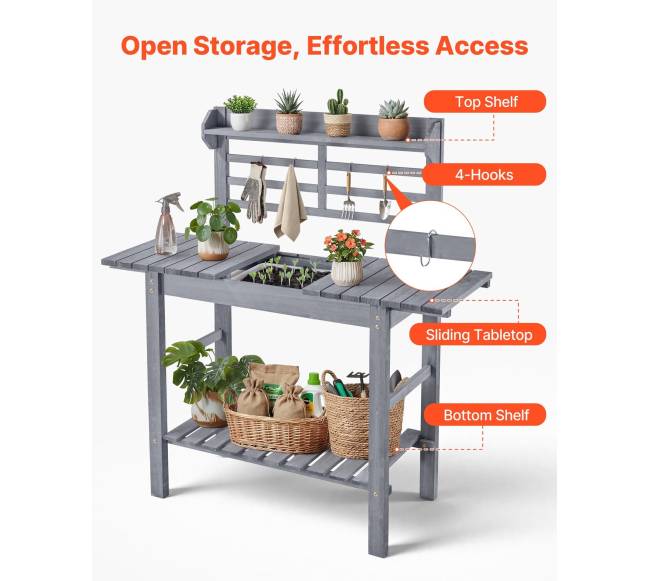 Sodininkystės stalelis su kriaukle ir lentynomis4