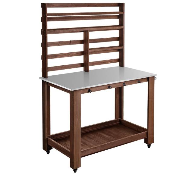 Sodo stalas su lentynomis ir kabliais8