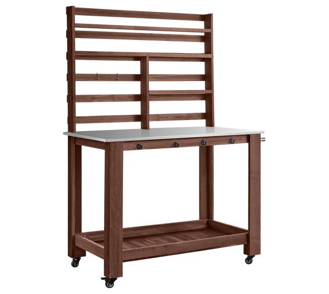 Sodo stalas su lentynomis ir kabliais10