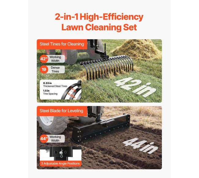 107 cm vilkimo peizažo grėblys ATV ir UTV1