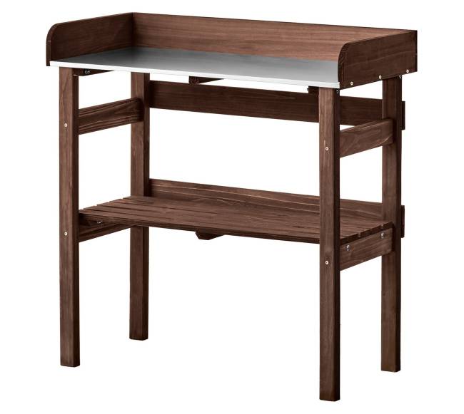 Sodinimo stalas su lentynomis ir kablėliais0