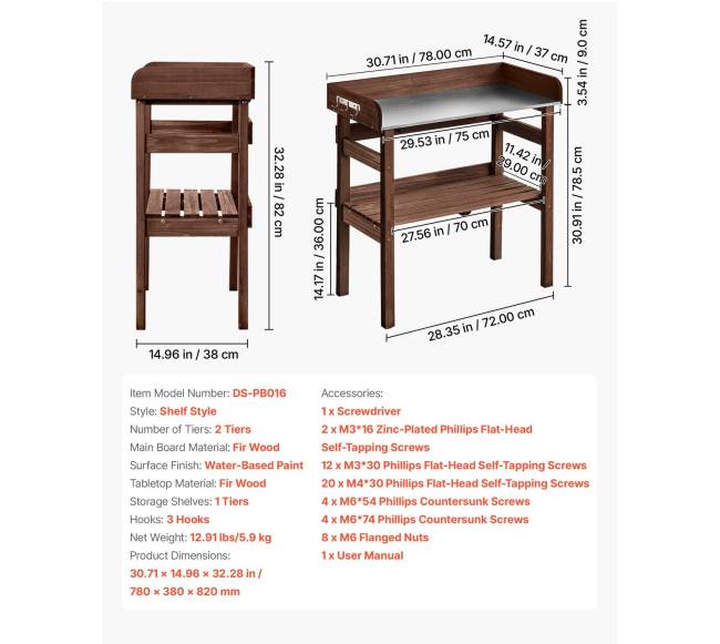 Sodinimo stalas su lentynomis ir kablėliais6