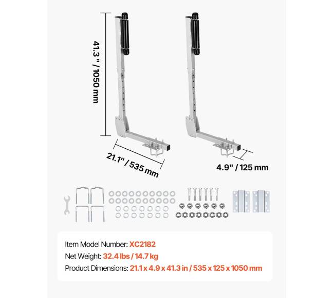 Valčių priekabų kreiptuvai, reguliuojami 700-1050 mm aukščio6
