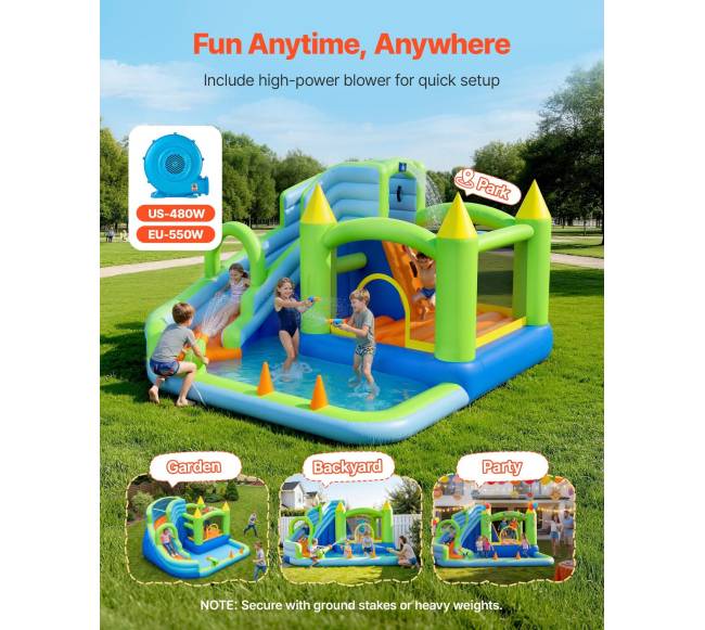 Pripučiama šokinėjimo pilis su vandens čiuožykla3