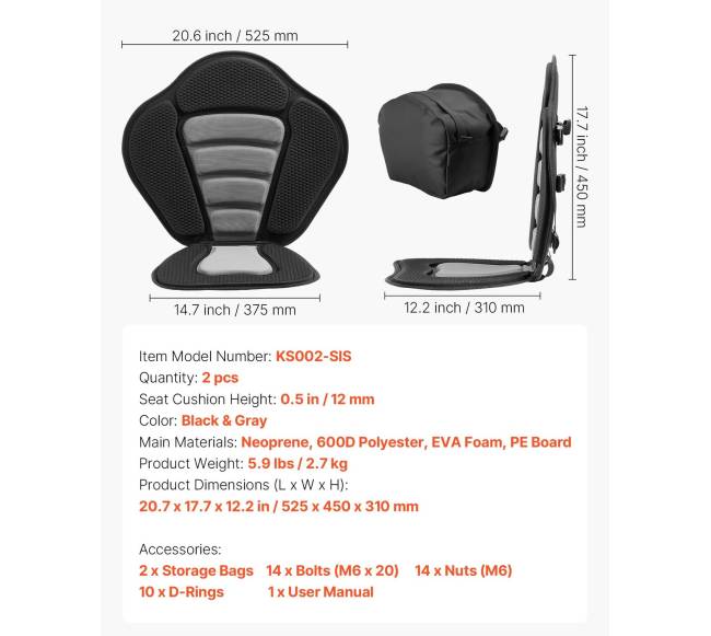 Universalus irklenčių sėdynių komplektas, 2 vnt.6