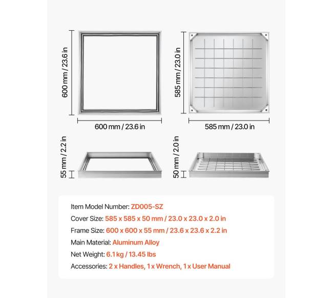 Šulinio dangtis su rėmu 600 x 600 mm2