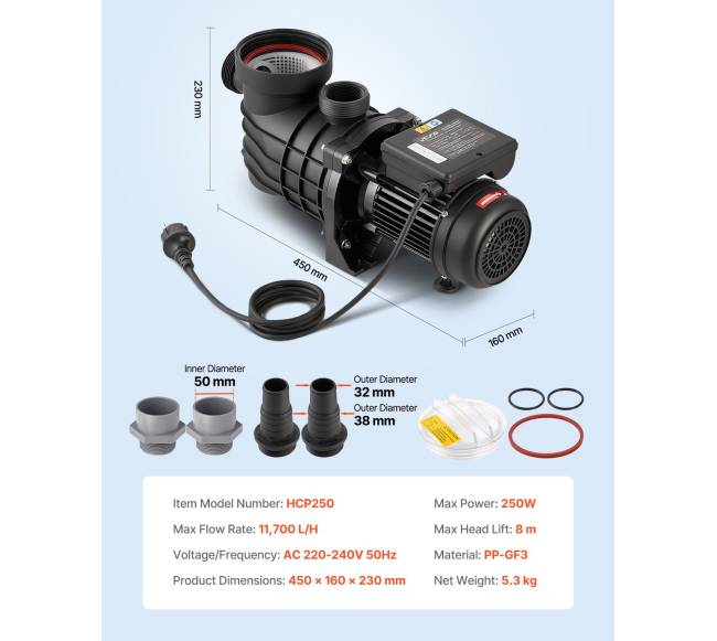 Antžeminis baseino siurblys, 250W, 11,700 Lh6