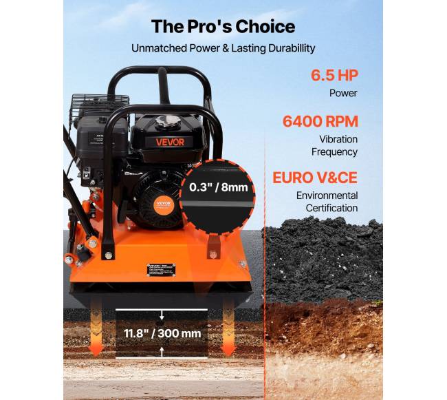 Vibroplokštė 6.5 AG varikliu, 6400 VPM3