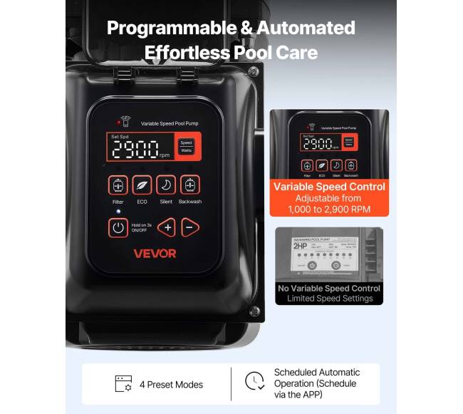 Kintamojo greičio baseino siurblys, 1650 W, 220-240V4