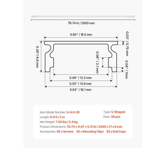 20 vnt. 2 m U formos LED aliuminio kanalas6