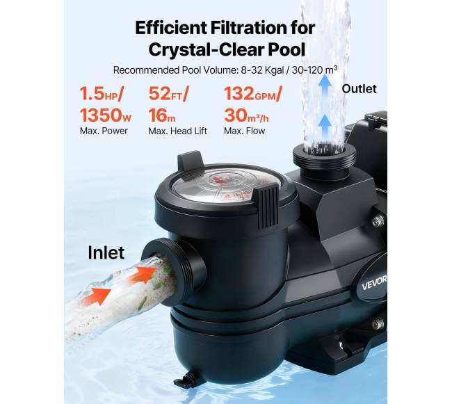 Kintamo greičio baseino siurblys su filtru2