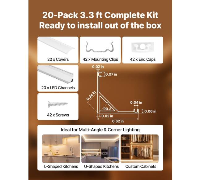 20 dalių V formos LED aliuminio profilis3