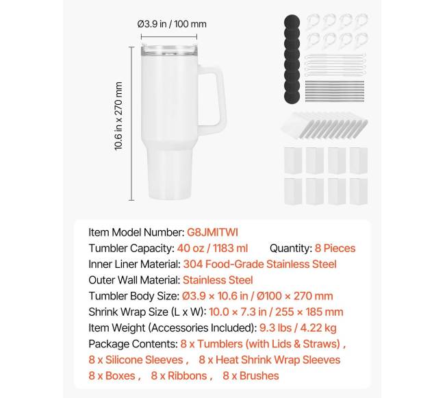 Sublimaciniai termo puodeliai, 8 vnt., 1183 ml6