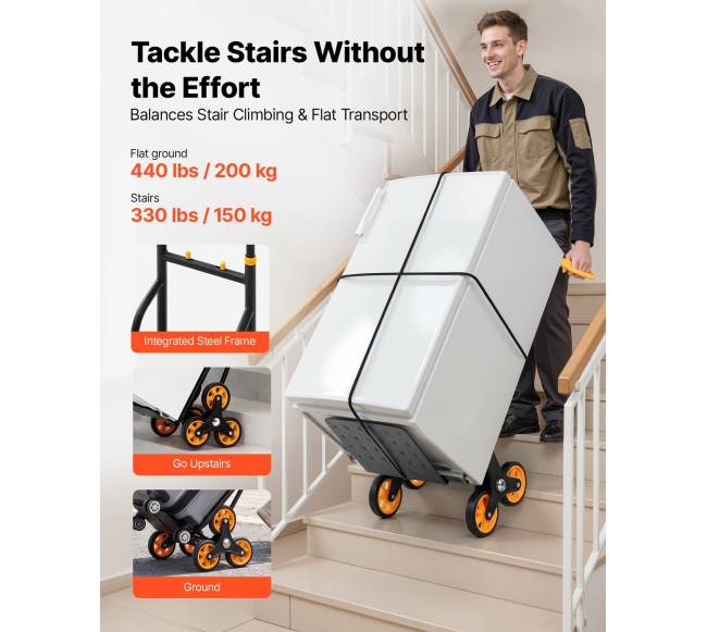 Laiptavertis vežimėlis 6 ratų, 150 kg1