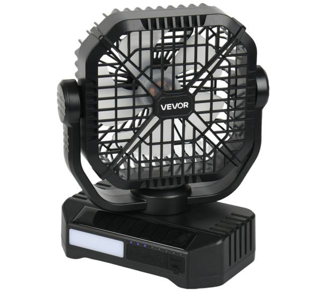 10400mAh saulės ventiliatorius su LED žibintu0