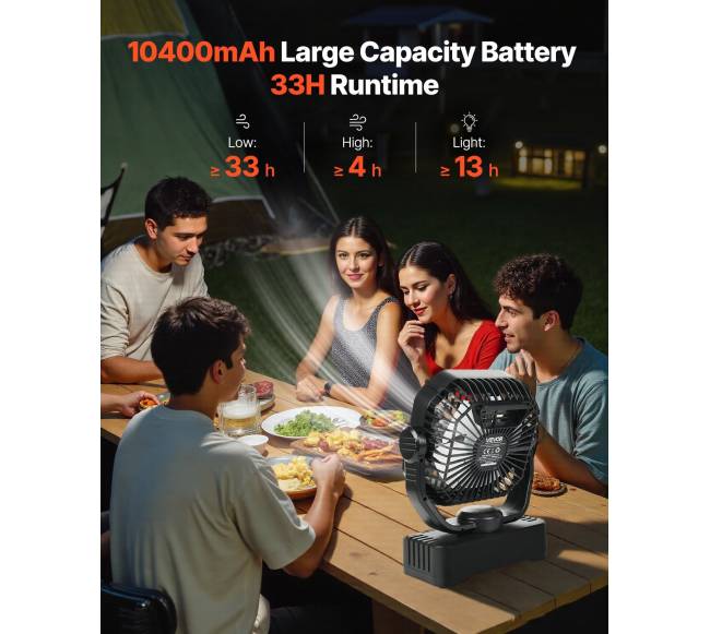 10400mAh saulės ventiliatorius su LED žibintu1