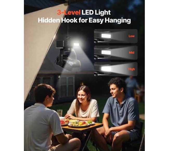 10400mAh saulės ventiliatorius su LED žibintu4