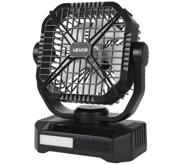 10400mAh saulės ventiliatorius su LED žibintu10